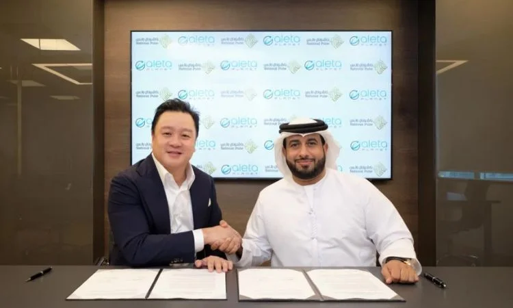 Ryan Gwee (left), founder and group chairman of Aleta Planet, with Mohammad Bin Markhan Al Ketbi, founder and group chairman of National Pulse.